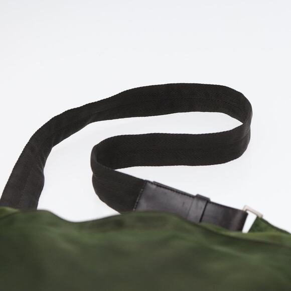 PRADA Shoulder Bag Nylon Khaki Dark Brown Silver - Picture 8 of 16